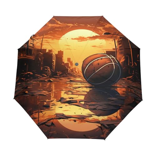 Basketball-Mondscheinkunst Regenschirm Automatik Auf-Zu Taschenschirm Umbrella Kompakt Schirme für Jungen Mädchen Strand Frauen von KAAVIYO