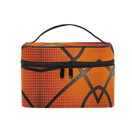 Basketballball-Texturpunkt Makeup Tasche Organizer Kosmetikkoffer Kosmetiktasche Kulturbeutel Groß Bag für Mädchen Frauen Damen von KAAVIYO