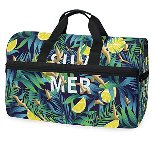 Blätter Orangen Tropical Sporttasche Badetasche mit Schuhfach Reisetaschen Handtasche für Reisen Frauen Mädchen Männer von KAAVIYO