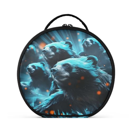 Blaue Faultiere Fliegen Im Weltraum Reißverschluss Kulturbeutel Rund Kosmetiktasche Kreativ Make up Taschen mit Verstellbaren Trennern für Mädchen von KAAVIYO