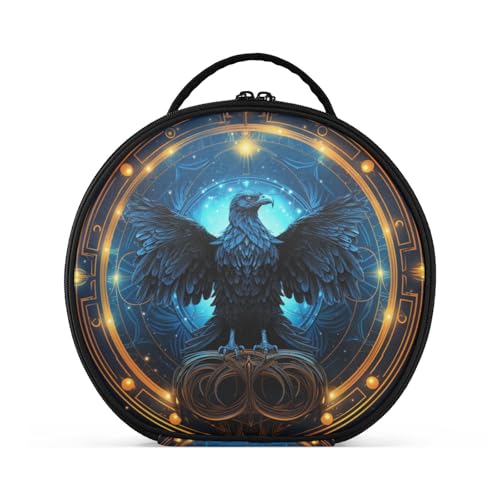 Blauer Abstrakter Kondor Reißverschluss Kulturbeutel Rund Kosmetiktasche Kreativ Make up Taschen mit Verstellbaren Trennern für Mädchen von KAAVIYO