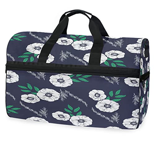 Blumen Pflanze Blumig Hell Sporttasche Badetasche mit Schuhfach Reisetaschen Handtasche für Reisen Frauen Mädchen Männer von KAAVIYO
