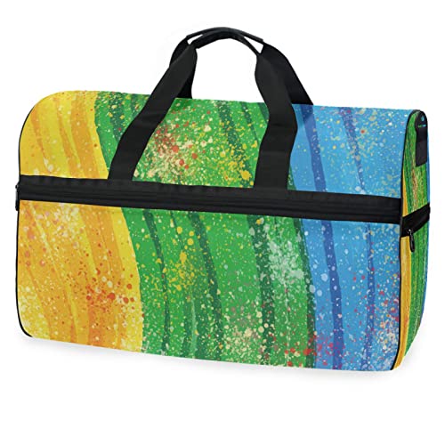 Bunt Farben Regenbogen Süß Sporttasche Badetasche mit Schuhfach Reisetaschen Handtasche für Reisen Frauen Mädchen Männer von KAAVIYO