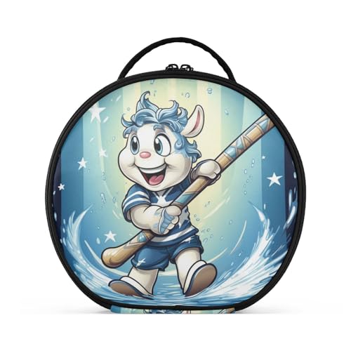 Cartoon-Meereseinhorn Reißverschluss Kulturbeutel Rund Kosmetiktasche Kreativ Make up Taschen mit Verstellbaren Trennern für Mädchen von KAAVIYO