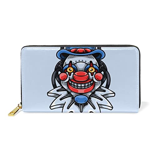 Clown Süßer Joker Blau Reißverschluss Brieftasche Echtes Leder Geldbörse Kreditkarteninhaber für Frauen Telefon Mädchen Männer von KAAVIYO