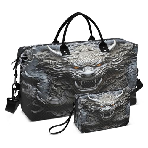 Coole Chinesische Drachenkunst Sporttasche Handtasche mit Make-up Aufbewahrungstasche Badetasche für Reisen Mädchen Männer von KAAVIYO
