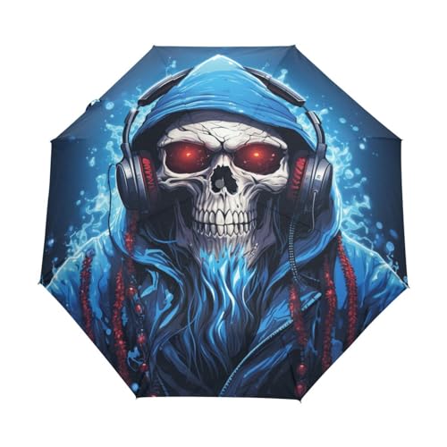 Coole Weihnachts-Dj-Kunst Regenschirm Automatik Auf-Zu Taschenschirm Umbrella Kompakt Schirme für Jungen Mädchen Strand Frauen von KAAVIYO