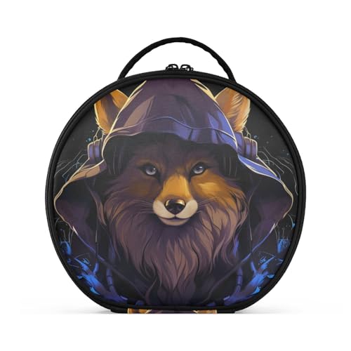 Cooler Punk Tierfuchs Reißverschluss Kulturbeutel Rund Kosmetiktasche Kreativ Make up Taschen mit Verstellbaren Trennern für Mädchen von KAAVIYO