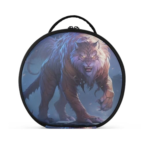 Cooler Schneetiger Reißverschluss Kulturbeutel Rund Kosmetiktasche Kreativ Make up Taschen mit Verstellbaren Trennern für Mädchen von KAAVIYO