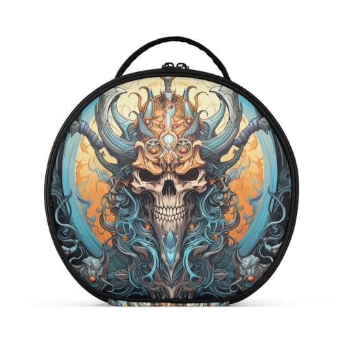 Cooler Totenkopfmond Reißverschluss Kulturbeutel Rund Kosmetiktasche Kreativ Make up Taschen mit Verstellbaren Trennern für Mädchen von KAAVIYO