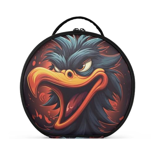 Cooles Gefeuertes Tier Pelikan Reißverschluss Kulturbeutel Rund Kosmetiktasche Kreativ Make up Taschen mit Verstellbaren Trennern für Mädchen von KAAVIYO