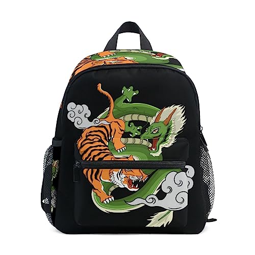 Drachen-Tiger-Tier-Showdown Kleinkind Rucksack Kinder Leichtgewicht Büchertasche Vorschule Schülerrucksack für 2-7 Jahre die Reise Mädchen Jungs von KAAVIYO