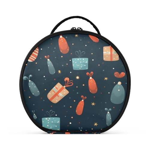 Dunkle Kunst Weihnachten Blau Reißverschluss Kulturbeutel Rund Kosmetiktasche Kreativ Make up Taschen mit Verstellbaren Trennern für Mädchen von KAAVIYO