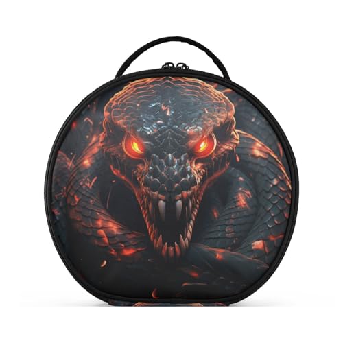 Feuer Coole Tierschlange Reißverschluss Kulturbeutel Rund Kosmetiktasche Kreativ Make up Taschen mit Verstellbaren Trennern für Mädchen von KAAVIYO