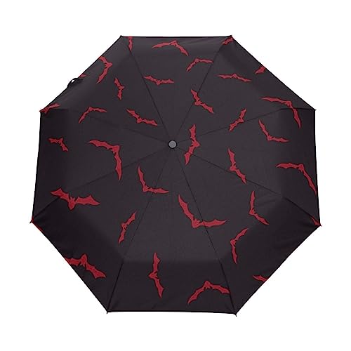 Fledermaus Schwarzes Tier Halloween Regenschirm Taschenschirm Auf-Zu Automatik Schirme Winddicht Leicht Kompakt UV-Schutz Reise Schirm für Jungen Mädchen Strand Frauen von KAAVIYO