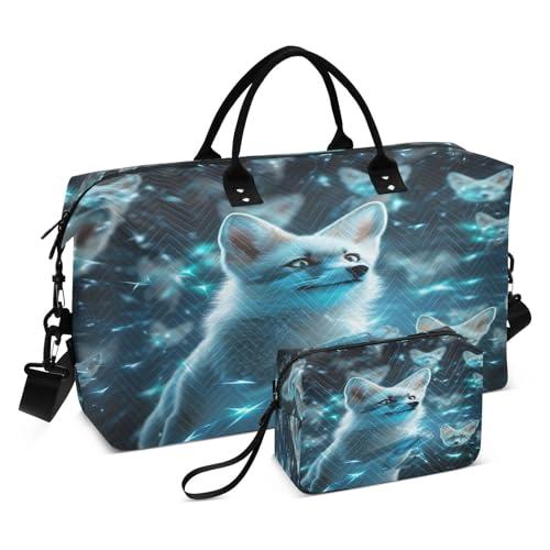 Füchse Galaxie Kunst Sporttasche Handtasche mit Make-up Aufbewahrungstasche Badetasche für Reisen Mädchen Männer von KAAVIYO