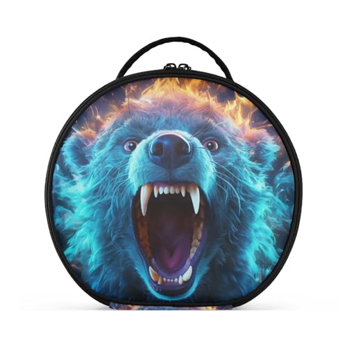 Gebrannter Blauer Koala Reißverschluss Kulturbeutel Rund Kosmetiktasche Kreativ Make up Taschen mit Verstellbaren Trennern für Mädchen von KAAVIYO