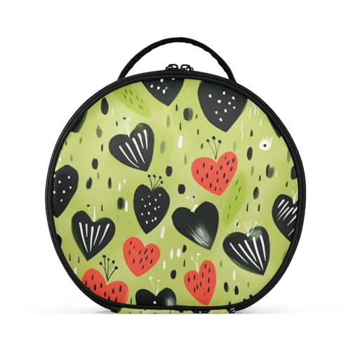 Gekritzel-Cartoon-Herzen Reißverschluss Kulturbeutel Rund Kosmetiktasche Kreativ Make up Taschen mit Verstellbaren Trennern für Mädchen von KAAVIYO