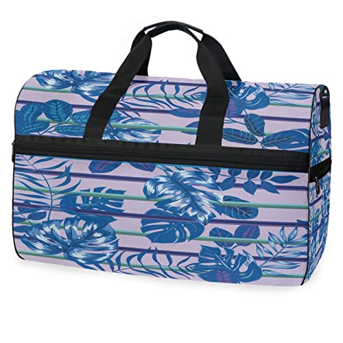 Gestreifte Blätterpflanze Stilvoll Sporttasche Badetasche mit Schuhfach Reisetaschen Handtasche für Reisen Frauen Mädchen Männer von KAAVIYO