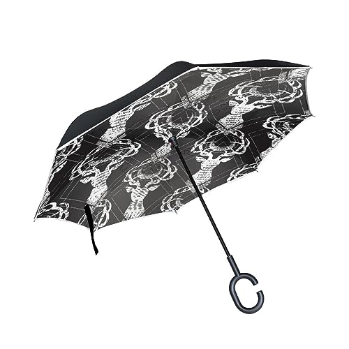 Geweih Kunsttier Hirsch Invertierter Regenschirm UV-Schutz Winddichter Umbrella Invertiert Schirm Kompakt Umkehren Schirme für Auto Jungen Mädchen Reise Strand Frauen von KAAVIYO