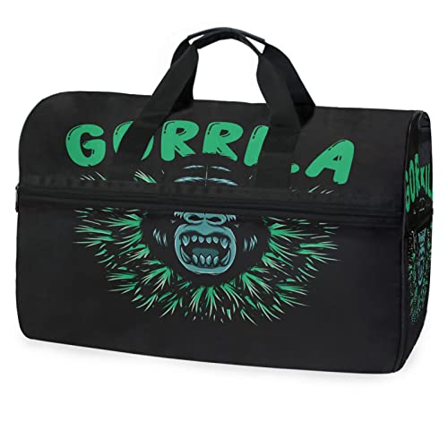 Gorillatier Schwarz Sporttasche Badetasche mit Schuhfach Reisetaschen Handtasche für Reisen Frauen Mädchen Männer von KAAVIYO