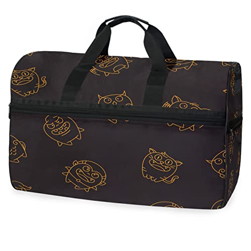 Halloween Tier Süß Schwarz Sporttasche Badetasche mit Schuhfach Reisetaschen Handtasche für Reisen Frauen Mädchen Männer von KAAVIYO