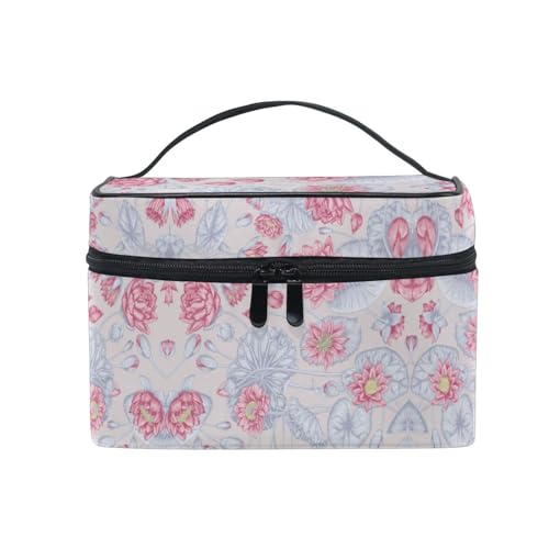 Handgezeichnete Tropische Blätter Kosmetiktasche Organizer Reißverschluss Make up Taschen Kulturbeutel Waschtasche für Damen Mädchen Frauen von KAAVIYO