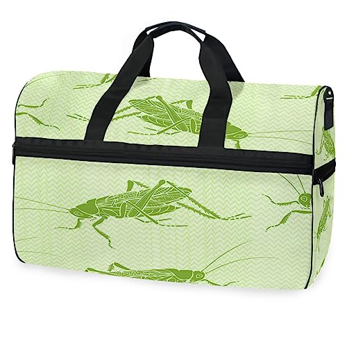 Insekt Heuschrecke Cartoon Streifen Sporttasche Badetasche mit Schuhfach Reisetaschen Handtasche für Reisen Frauen Mädchen Männer von KAAVIYO