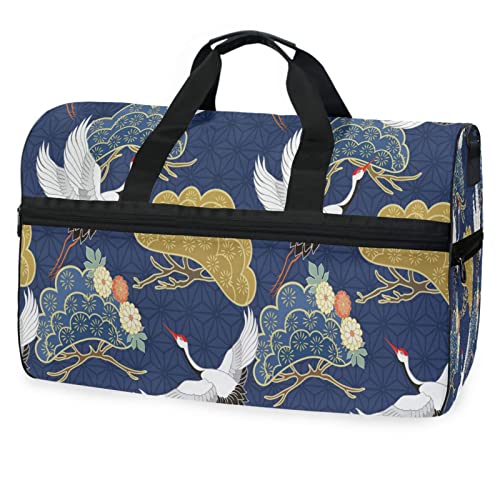 Japanische Kranichpflanze Blume Sporttasche Badetasche mit Schuhfach Reisetaschen Handtasche für Reisen Frauen Mädchen Männer von KAAVIYO