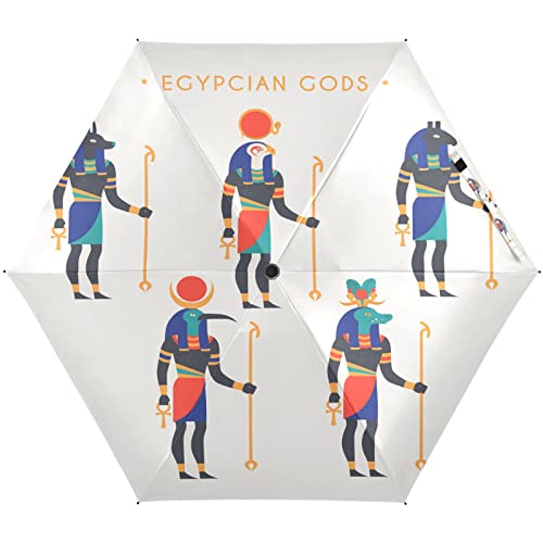 KAAVIYO Ägypten Symbole Heldensammlung Regenschirm UV-Schutz Taschenschirm Umbrella Klein Leicht Schirm Kompakt Schirme für Mädchen Reise Strand Frauen von KAAVIYO