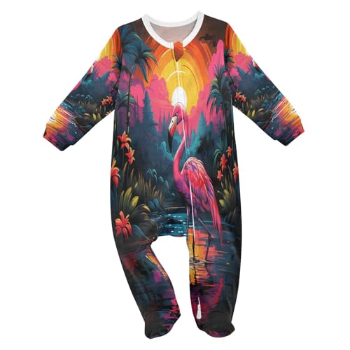 KAAVIYO Aquarell Mond Flamingo Kunst Baby Einteiler Bodys Strampler Pyjama Baumwollkleidung für Neugeborene 3-24 Monate von KAAVIYO