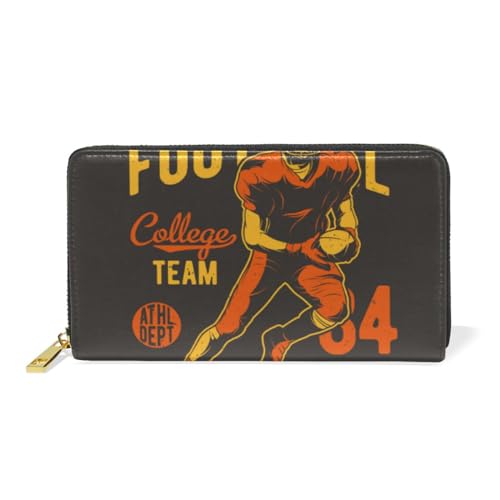 Ball Fußball Rugby Spiel Leder Brieftasche Reißverschluss Geldbörse Telefon Kreditkartenetui Portemonnaie Wallet für Frauen Mädchen Männer von KAAVIYO