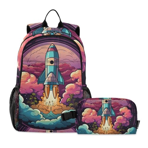 KAAVIYO Cartoon Weltraum Coole Rakete Schulter Rucksacks Bookbag Kinderrucksack Isolierte Lunchbox-Tasche Mittagessen Tasche für Reise Kinder KAAVIYO Cartoon Weltraum Coole Rakete Schulter Rucksacks Bookbag Kinderrucksack Isolierte Lunchbox-Tasche Mittagessen Tasche für Reise Kinder von KAAVIYO