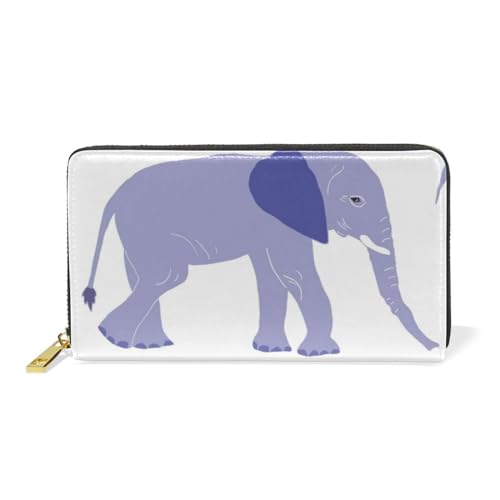 Elefant Tier Blatt Pflanze Weiß Leder Brieftasche Reißverschluss Geldbörse Telefon Kreditkartenetui Portemonnaie Wallet für Frauen Mädchen Männer von KAAVIYO