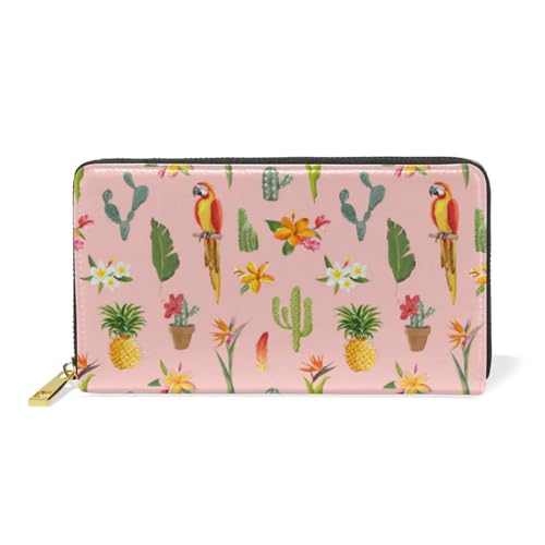 KAAVIYO Floral Vogel Pflanze Rot Leder Brieftasche Reißverschluss Geldbörse Telefon Kreditkartenetui Portemonnaie Wallet für Frauen Mädchen Männer von KAAVIYO