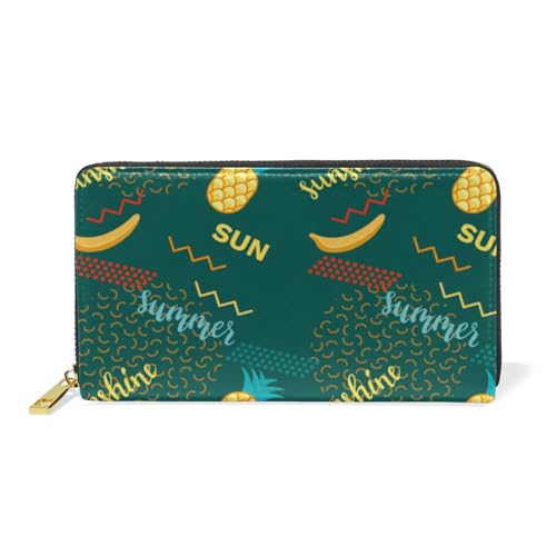 KAAVIYO Fruchtsonne Cartoon Leder Brieftasche Reißverschluss Geldbörse Telefon Kreditkartenetui Portemonnaie Wallet für Frauen Mädchen Männer von KAAVIYO