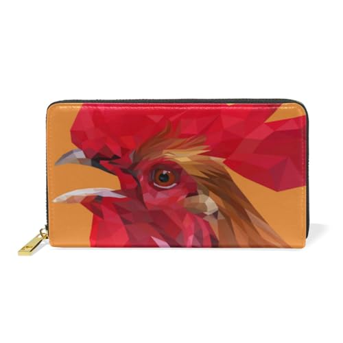 KAAVIYO Kunst Huhn Mode Schwanz Leder Brieftasche Reißverschluss Geldbörse Telefon Kreditkartenetui Portemonnaie Wallet für Frauen Mädchen Männer von KAAVIYO