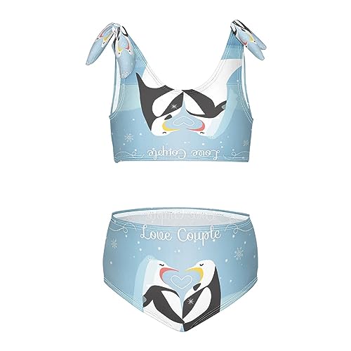 KAAVIYO Liebe Blaue Hochzeit Pinguin Badeanzug Bademode Badeanzüge Zwei Stücke Set Swimsuit für Mädchen Kind von KAAVIYO