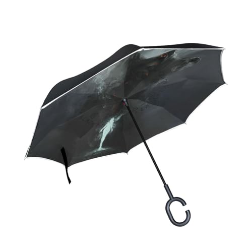 KAAVIYO Magische Todeselfen Invertierter Regenschirm UV-Schutz Winddichter Umbrella Invertiert Schirm Kompakt Umkehren Schirme für Auto Jungen Mädchen Reise Strand Frauen von KAAVIYO
