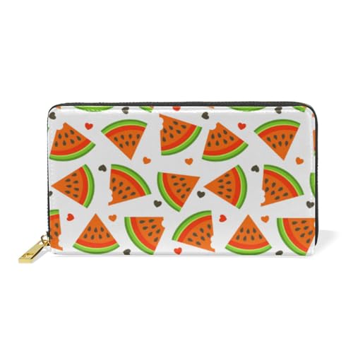 KAAVIYO Obst Wassermelone Liebe Cartoon Leder Brieftasche Reißverschluss Geldbörse Telefon Kreditkartenetui Portemonnaie Wallet für Frauen Mädchen Männer von KAAVIYO