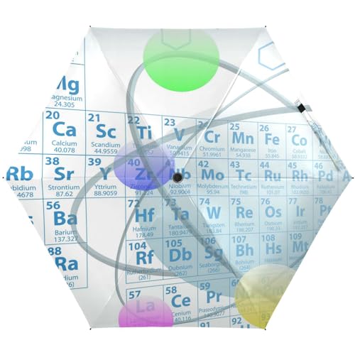 KAAVIYO Periodensystem Der Chemischen Elemente Regenschirm UV-Schutz Taschenschirm Umbrella Klein Leicht Schirm Kompakt Schirme für Mädchen Reise Strand Frauen von KAAVIYO