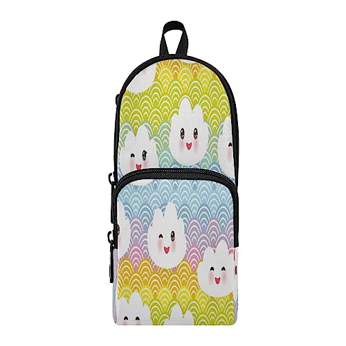 KAAVIYO Regenbogen-Weiße Wolken Federmäppchen Federtaschen Rucksackstil Mäppchen für Jungen Mädchen Schüler von KAAVIYO