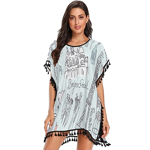KAAVIYO Rund Um Die Welt Chiffon Bademode Strand Vertuschen Damen Strandkleid Bikini Sommer Cover Up von KAAVIYO
