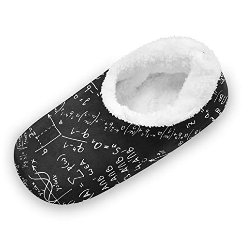 KAAVIYO Schwarze Mathematik Physik Formel Hausschuhe Anti-Rutsch Fuzzy Winter Pantoffeln Plüsch Damen Herren Warme Gefüttert Rutschfest Slipper Schuhe von KAAVIYO