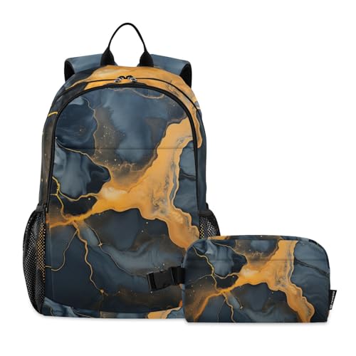KAAVIYO Schwarzes Marmorkunst-Aquarell Schulter Rucksacks Bookbag Kinderrucksack Isolierte Lunchbox-Tasche Mittagessen Tasche für Reise Kinder von KAAVIYO