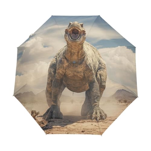 KAAVIYO Starkes Brüllen Der Dinosaurier Regenschirm Auf-Zu Automatik Taschenschirm Winddichter Umbrella Klein Leicht Schirm Kompakt Schirme für Jungen Mädchen Reise Strand Frauen von KAAVIYO