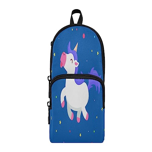 KAAVIYO Sternennacht Blaues Einhorn Federmäppchen Federtaschen Rucksackstil Mäppchen für Jungen Mädchen Schüler von KAAVIYO