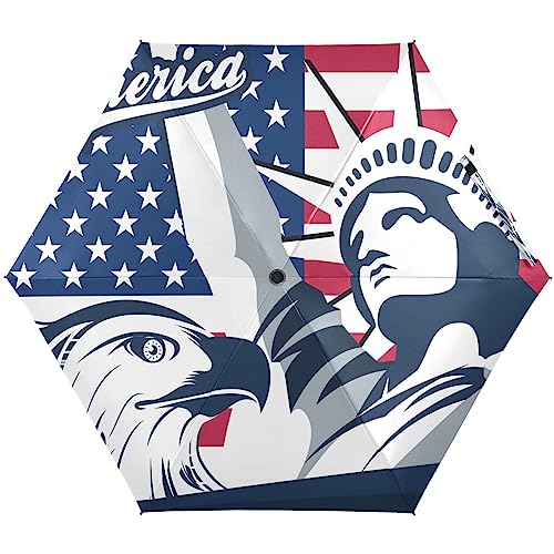 KAAVIYO Usa Amerika Kunst Regenschirm UV-Schutz Taschenschirm Umbrella Klein Leicht Schirm Kompakt Schirme für Mädchen Reise Strand Frauen von KAAVIYO