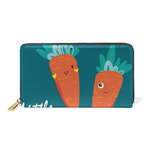Karotten Süßes Cartoon-Gemüse Reißverschluss Brieftasche Echtes Leder Geldbörse Kreditkarteninhaber für Frauen Telefon Mädchen Männer von KAAVIYO