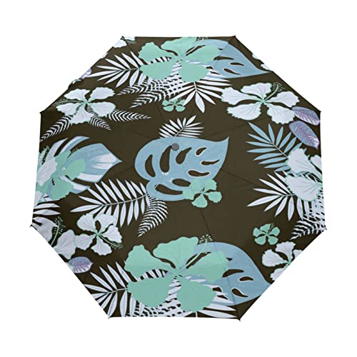 Künstlerische Blumenblätter Botanisch Regenschirm Taschenschirm Auf-Zu Automatik Schirme Winddicht Leicht Kompakt UV-Schutz Reise Schirm für Jungen Mädchen Strand Frauen von KAAVIYO